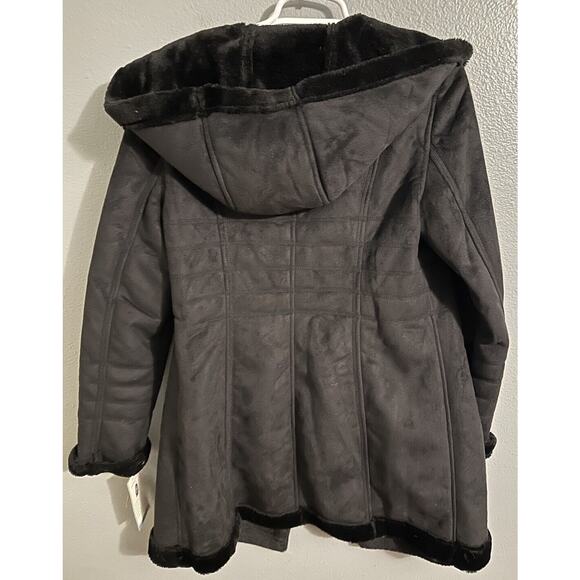 Jaclyn Smith Womens Small Hooded Shearling Fox Fur Lined Coat Button Up NWT - Picture 7 of 7